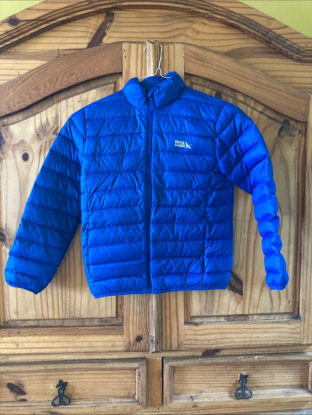 Boys Eddie Bauer 650 Royal blue down puffer coat size M 7/8